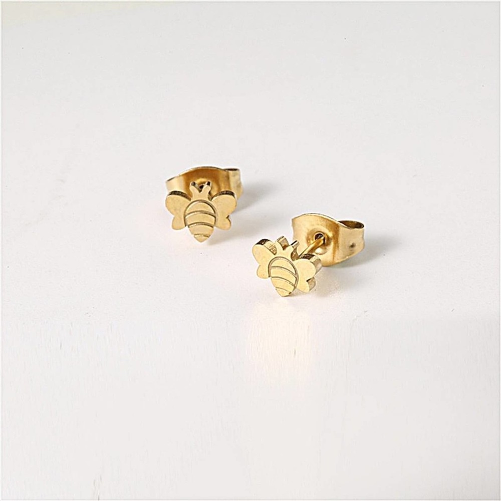 Honey Bee 18K Gold Plated Sterling Silver Stud Earrings - Picture 4 of 6